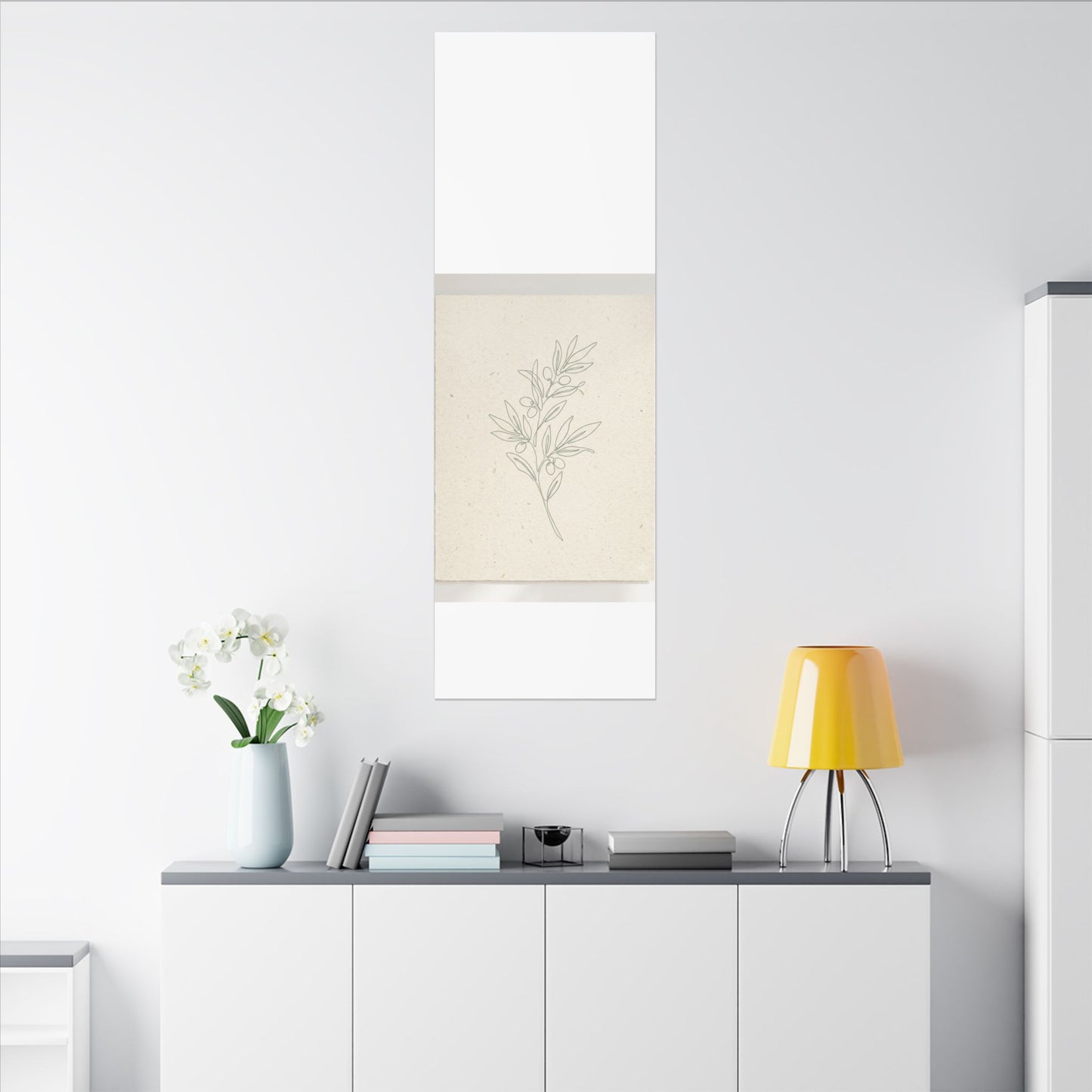 Olive Branch Minimalist Matte Canvas Wall Art