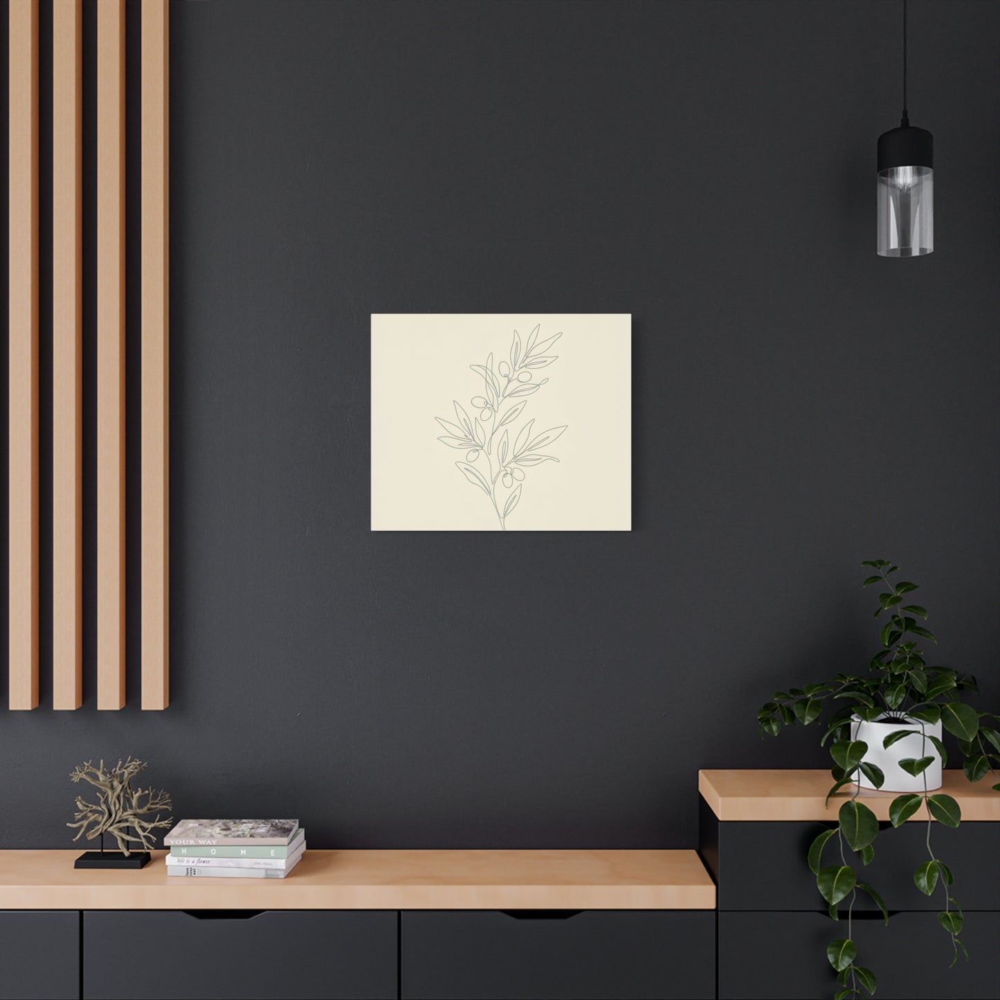 Olive Branch Minimalist Wall Art Canvas
