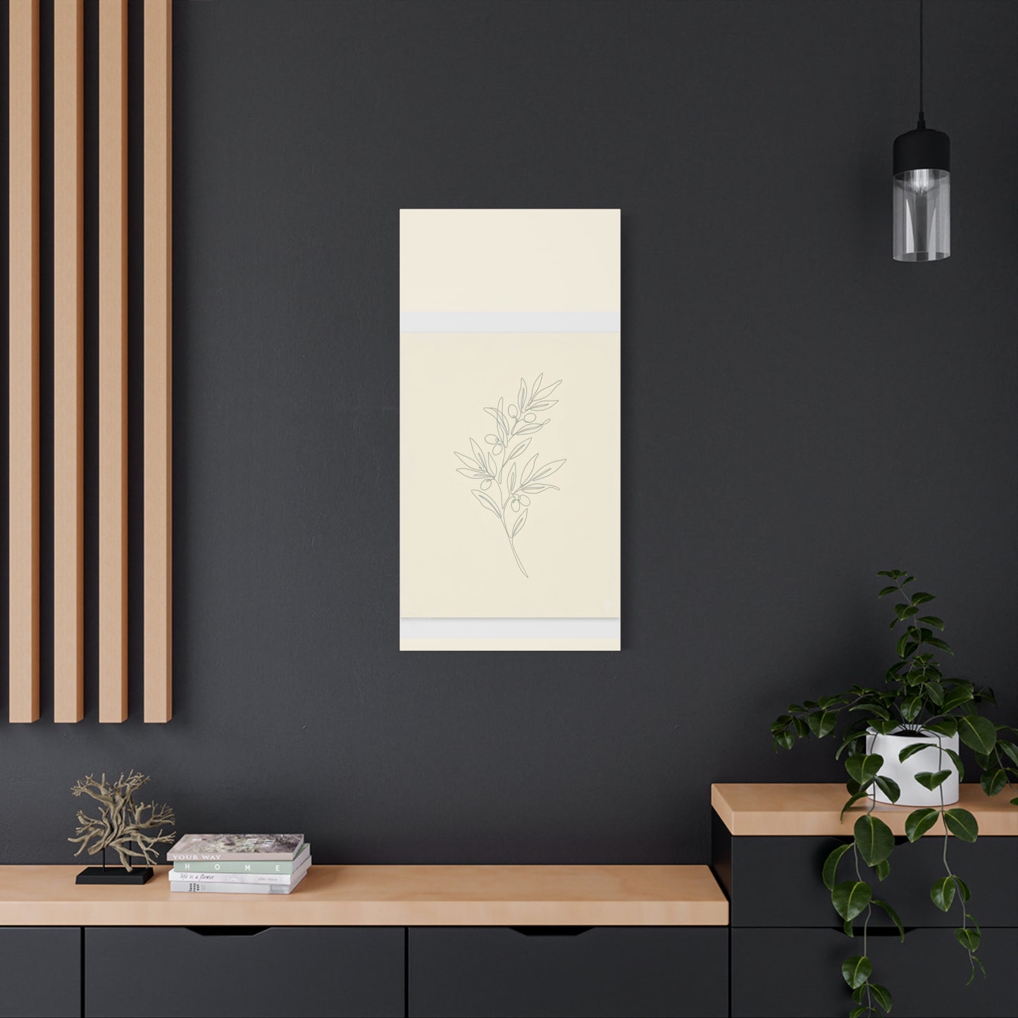 Olive Branch Minimalist Wall Art Canvas