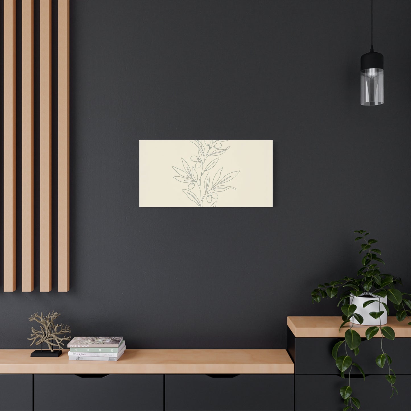 Olive Branch Minimalist Wall Art Canvas