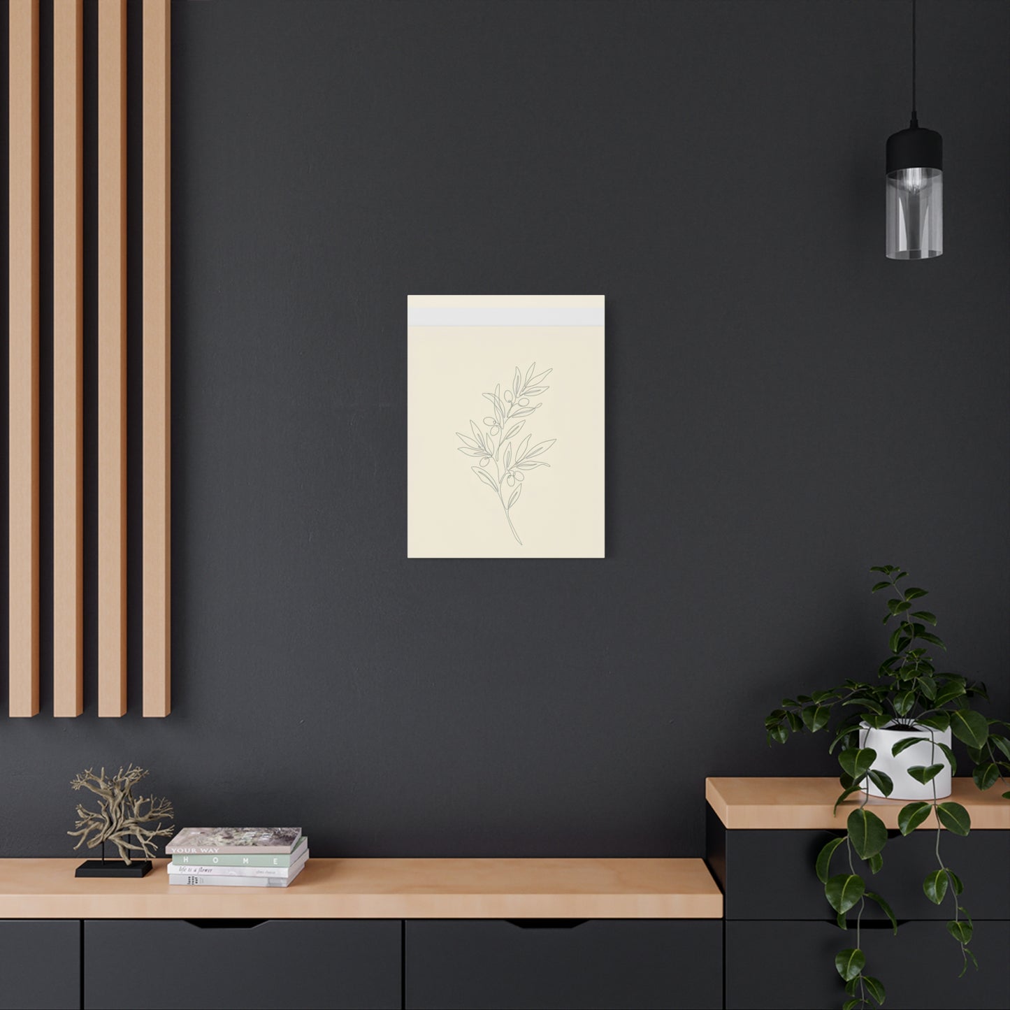 Olive Branch Minimalist Wall Art Canvas