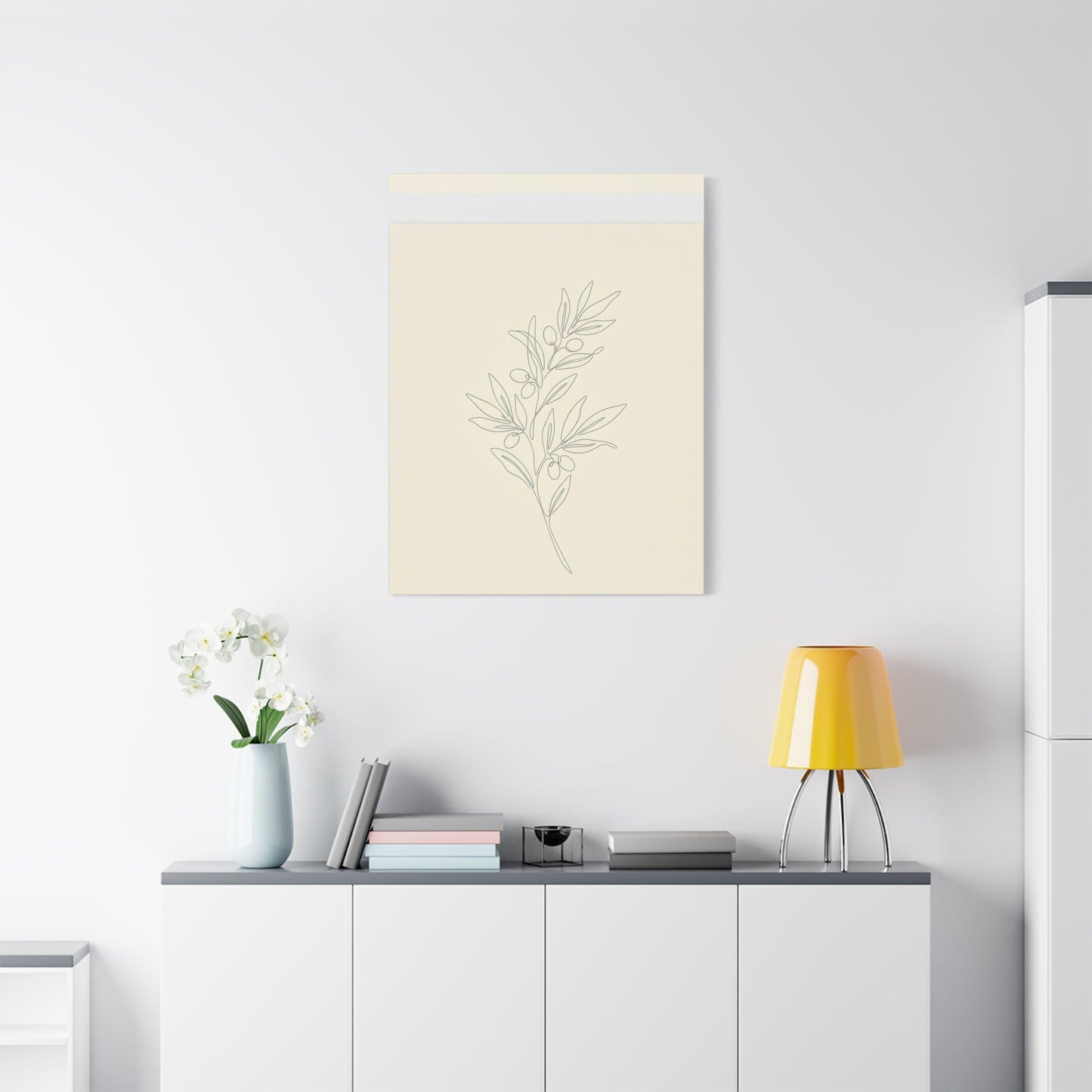 Olive Branch Minimalist Wall Art Canvas