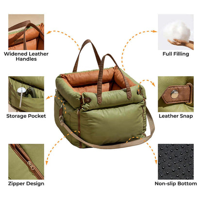 Dog Car Seat Bed with Safety Buckle — Safe & Cozy Rides