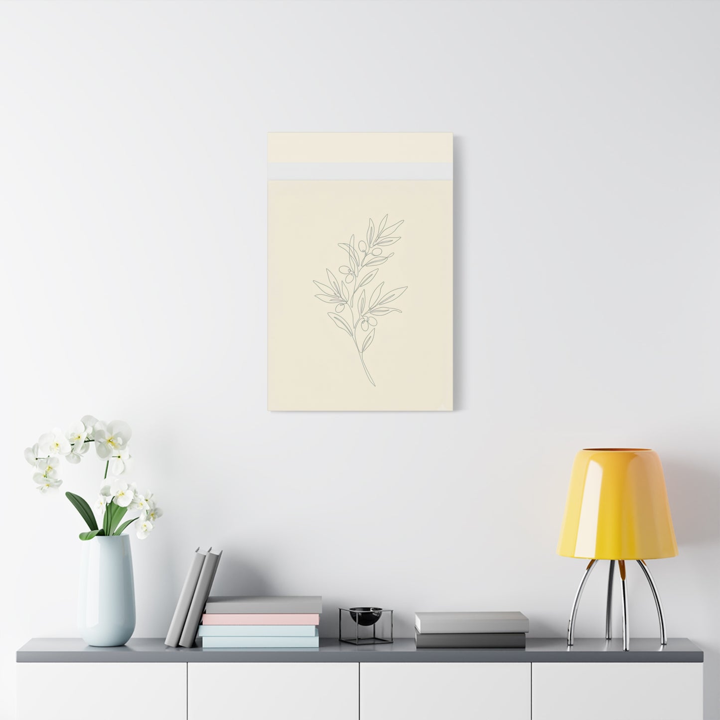 Olive Branch Minimalist Wall Art Canvas
