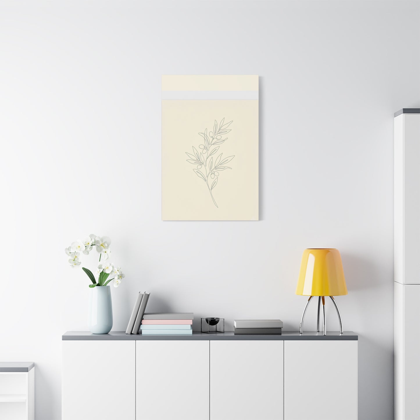 Olive Branch Minimalist Wall Art Canvas