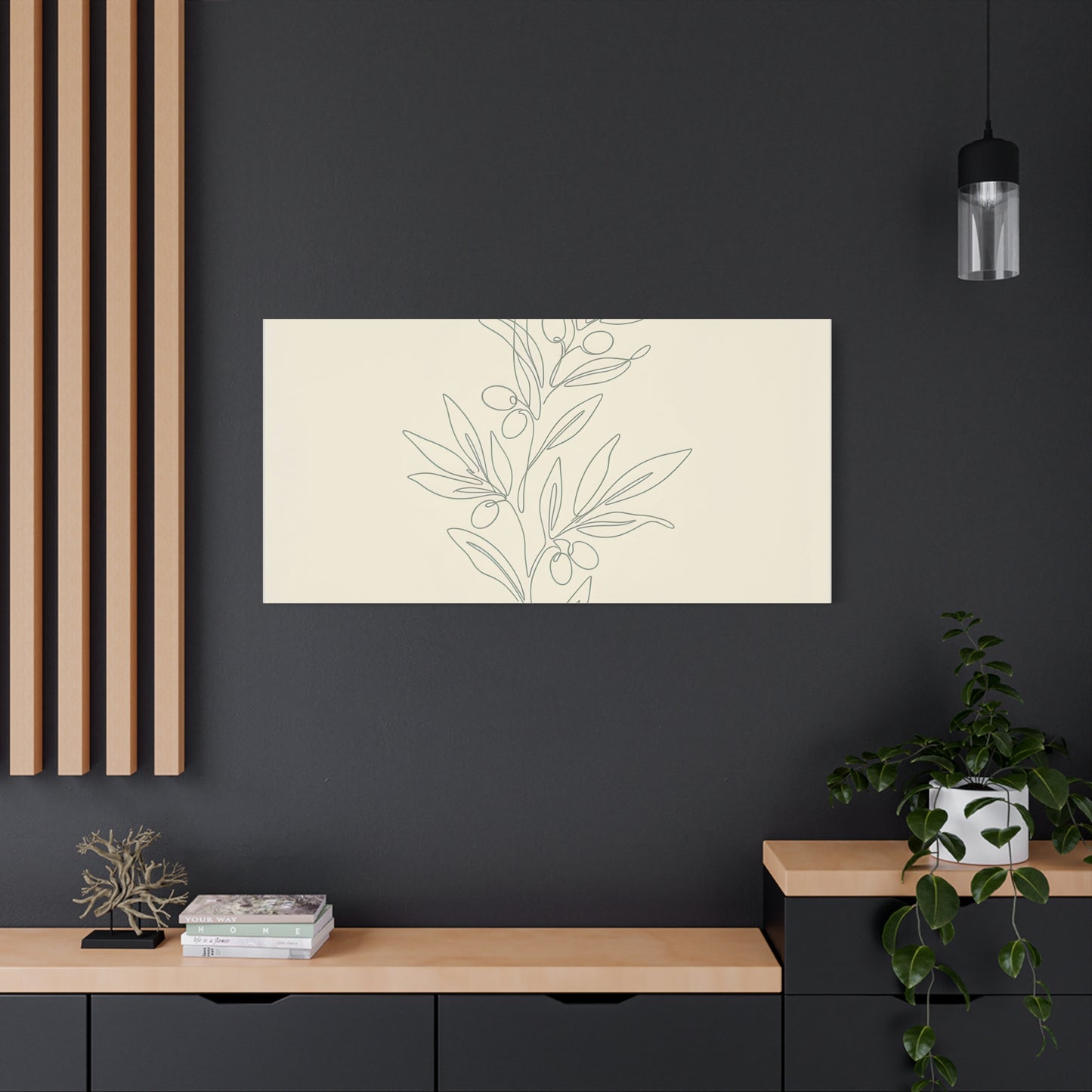 Olive Branch Minimalist Wall Art Canvas