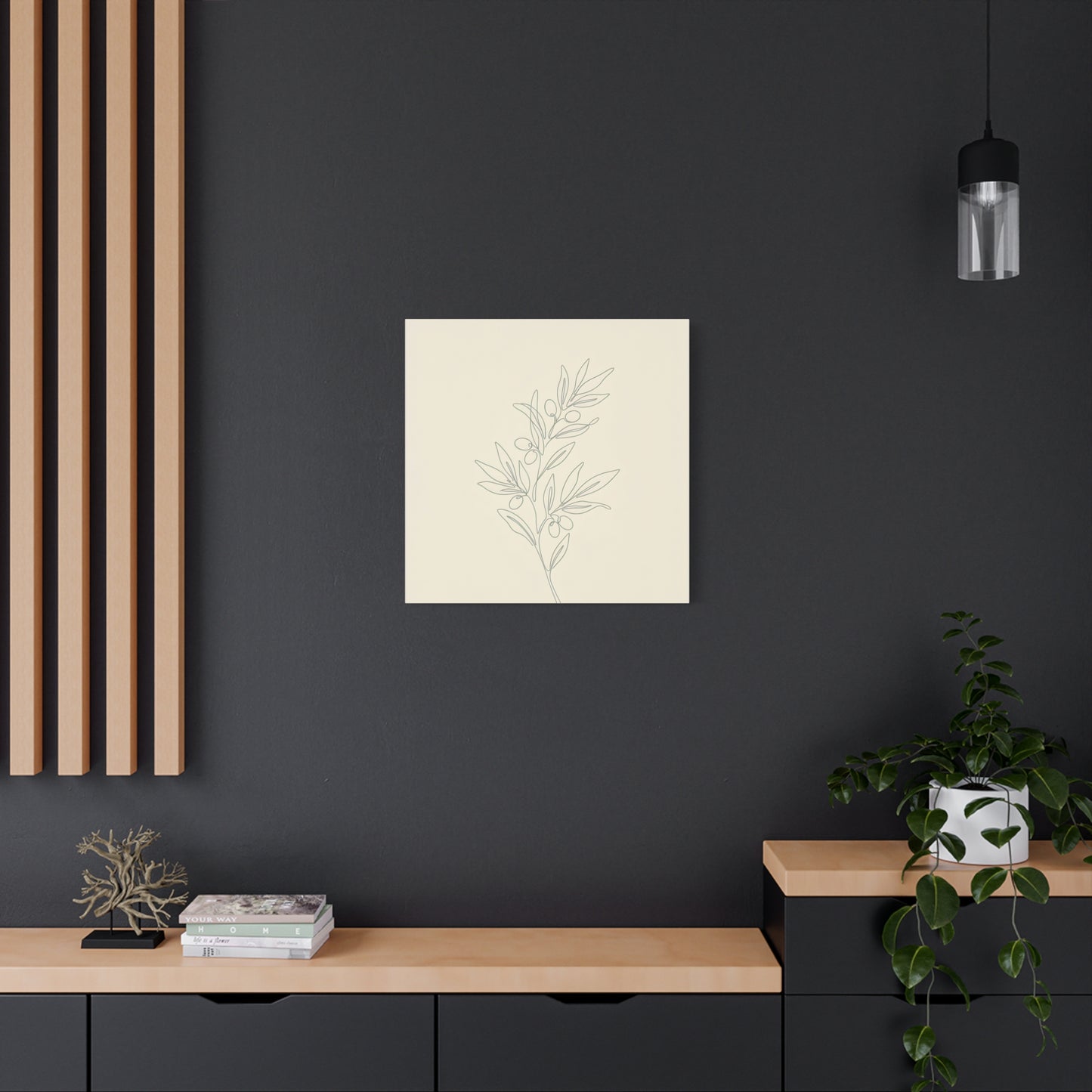 Olive Branch Minimalist Wall Art Canvas