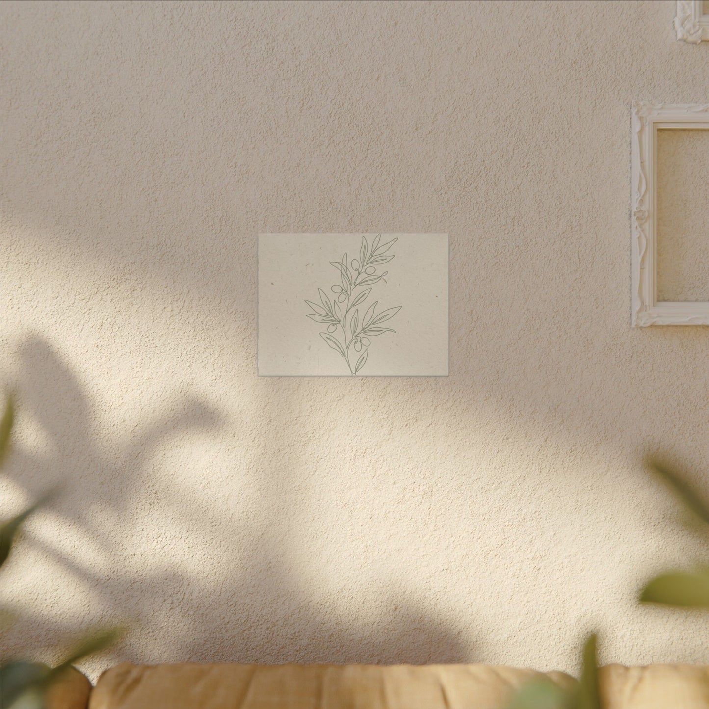 Olive Branch Minimalist Matte Canvas Wall Art