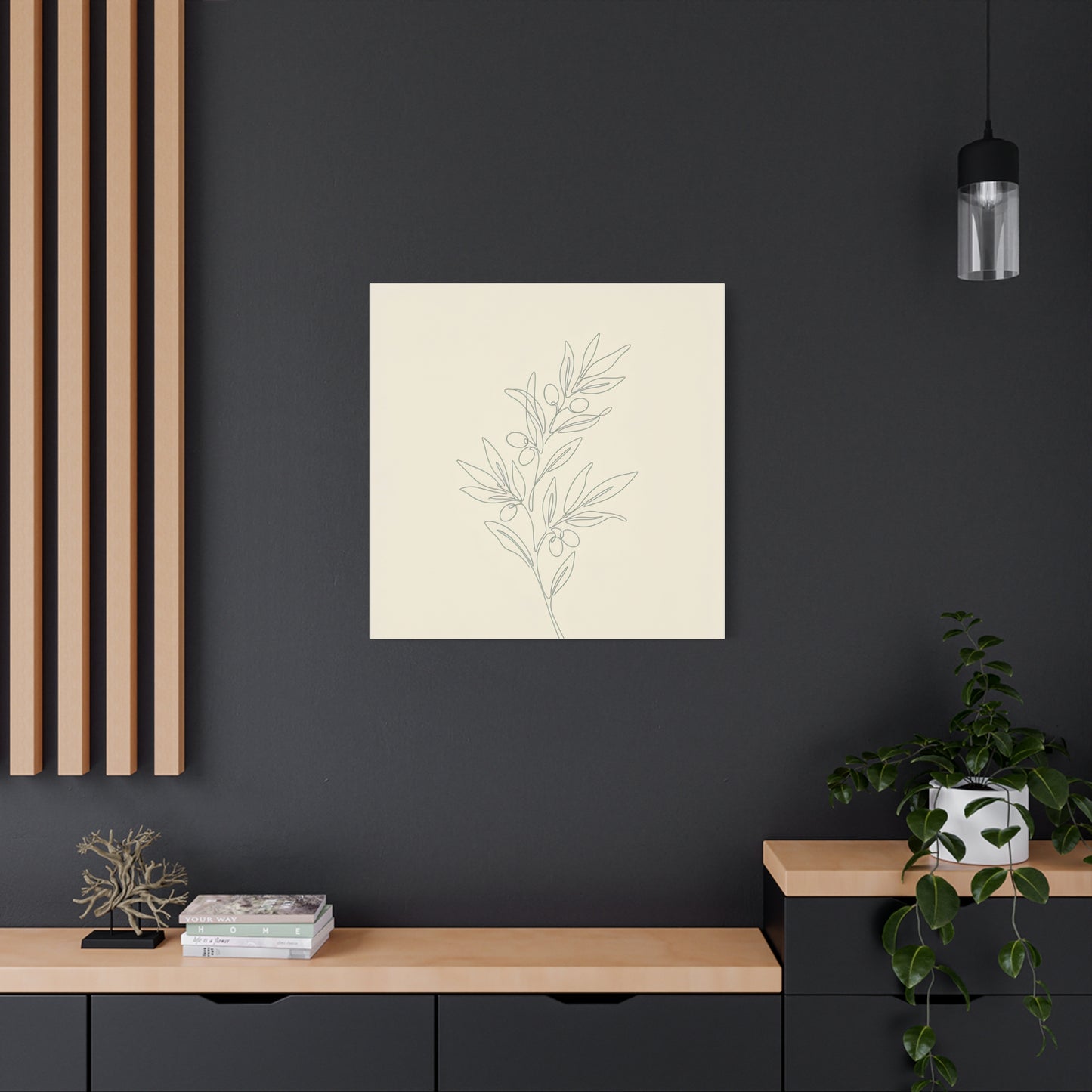Olive Branch Minimalist Wall Art Canvas