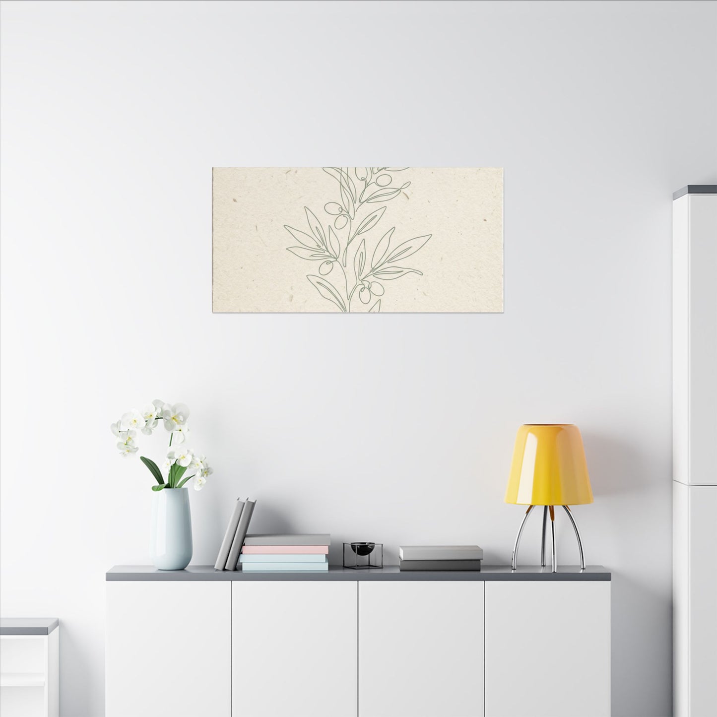 Olive Branch Minimalist Matte Canvas Wall Art
