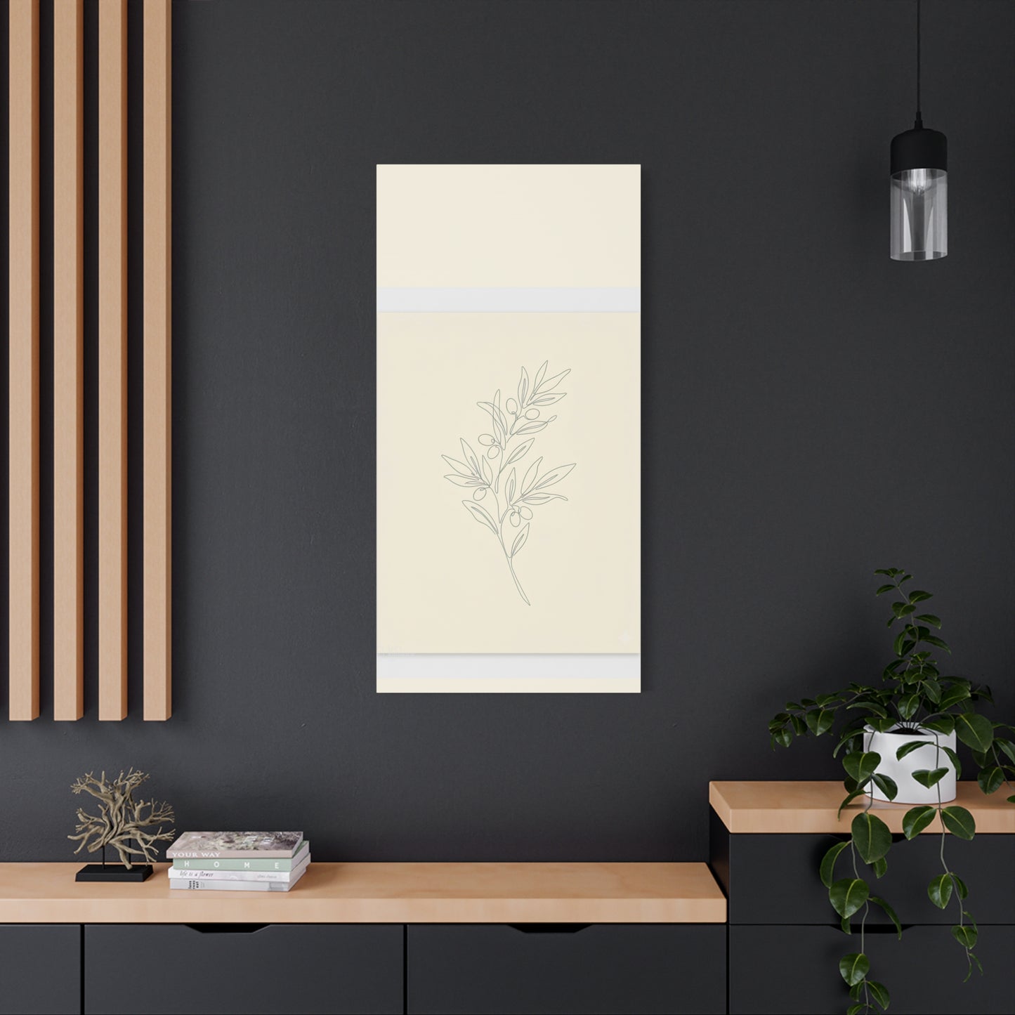 Olive Branch Minimalist Wall Art Canvas