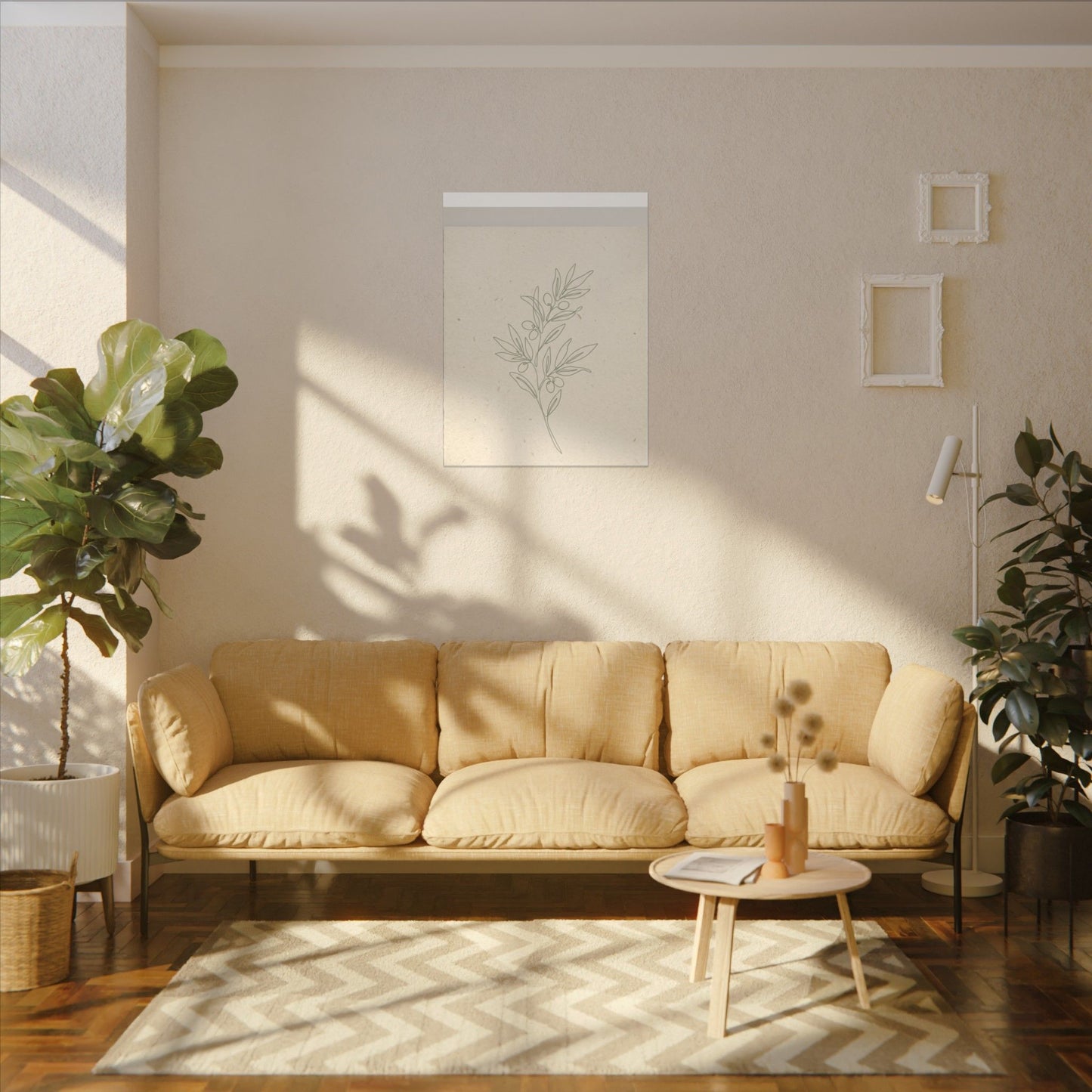 Olive Branch Minimalist Matte Canvas Wall Art