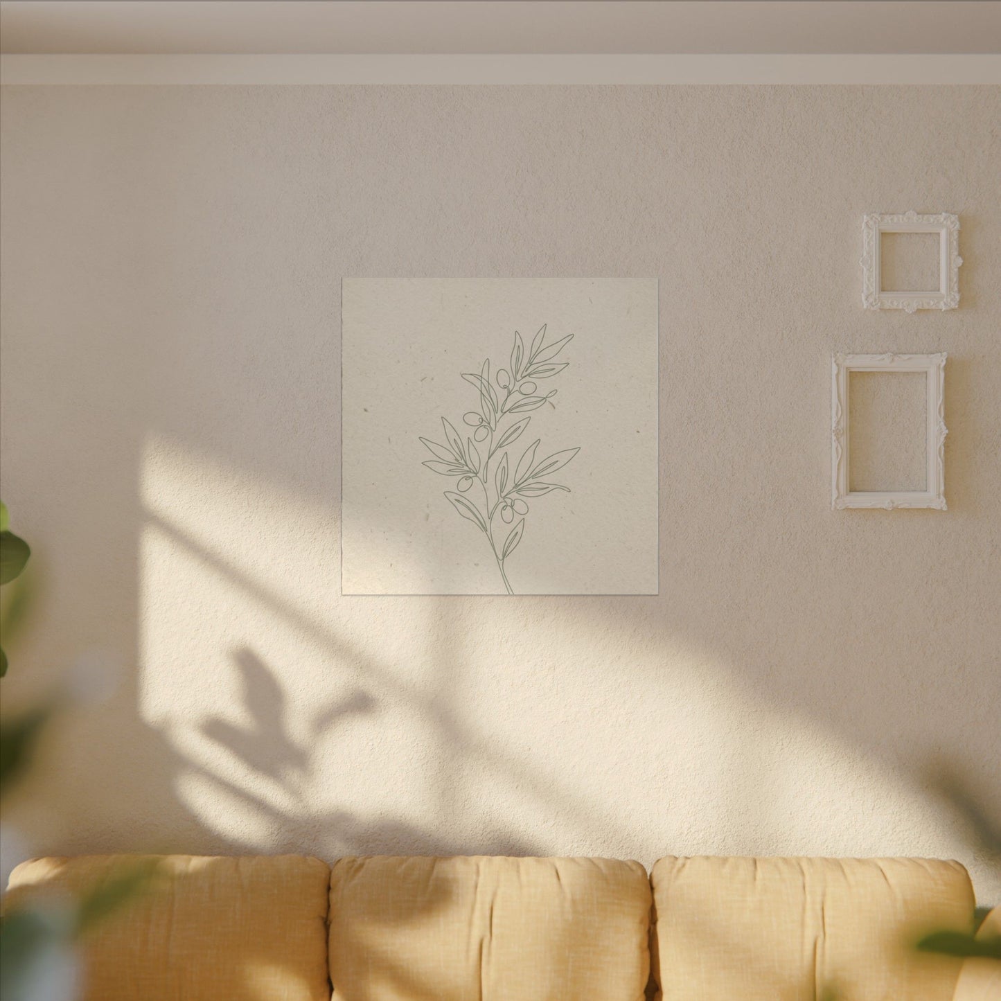Olive Branch Minimalist Matte Canvas Wall Art