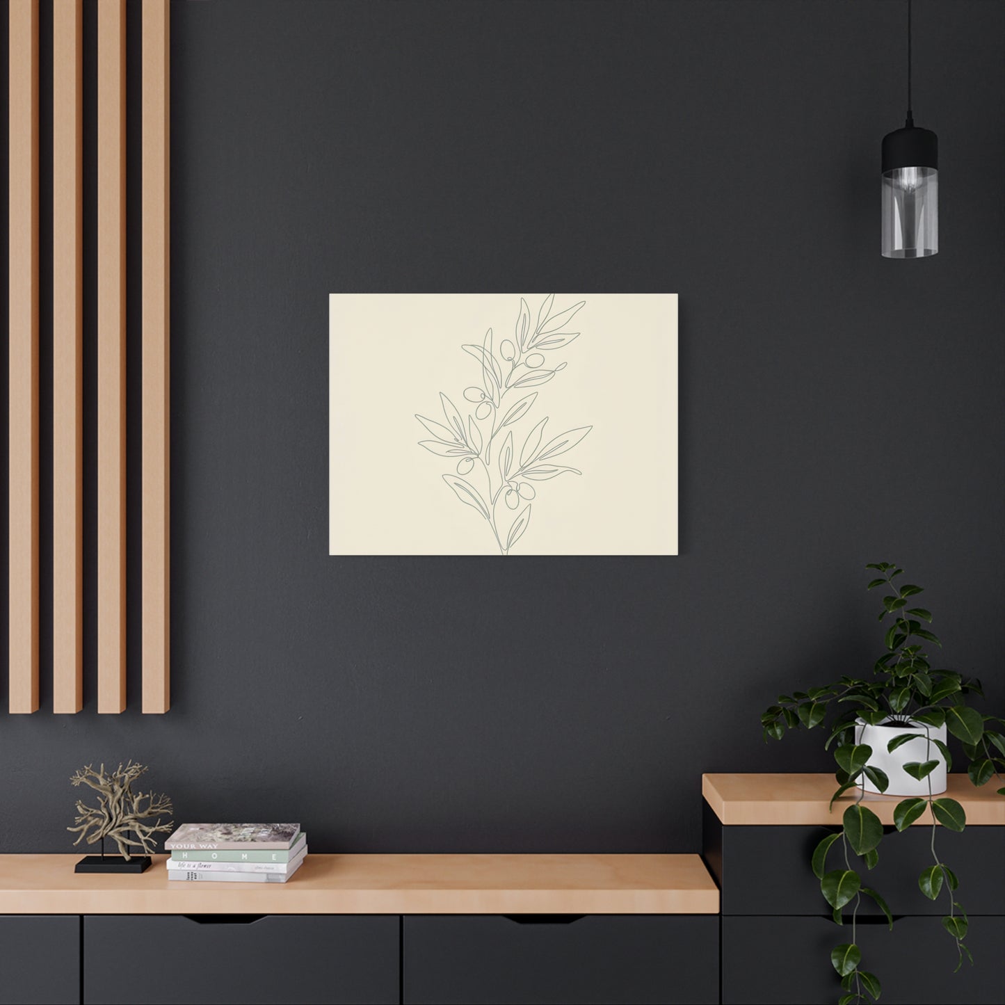 Olive Branch Minimalist Wall Art Canvas