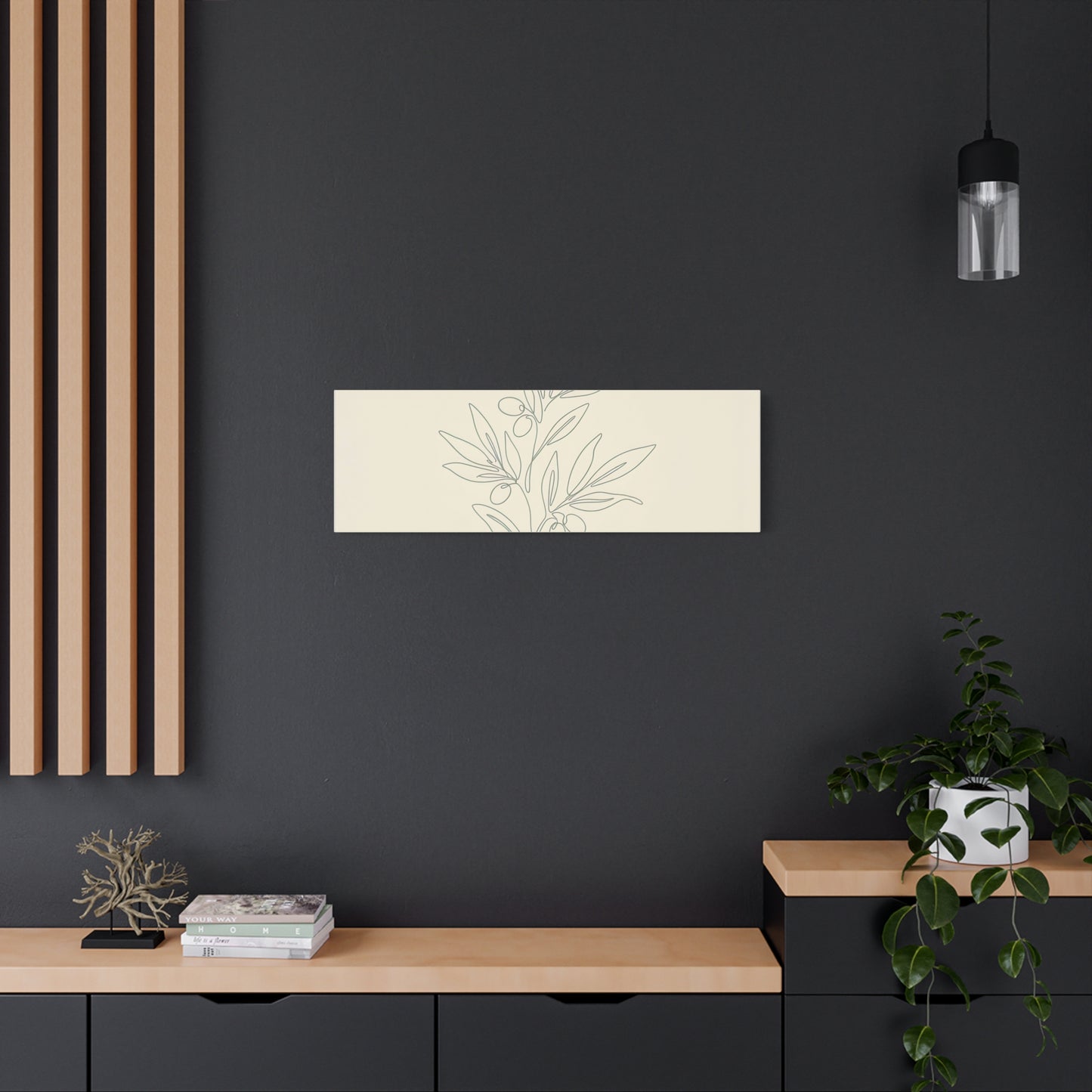 Olive Branch Minimalist Wall Art Canvas