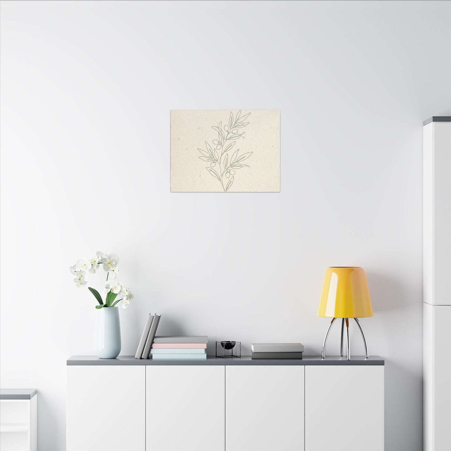 Olive Branch Minimalist Matte Canvas Wall Art