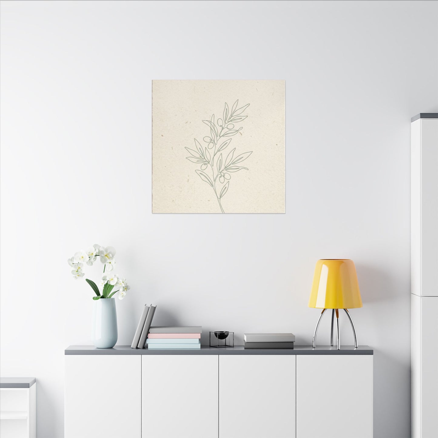 Olive Branch Minimalist Matte Canvas Wall Art