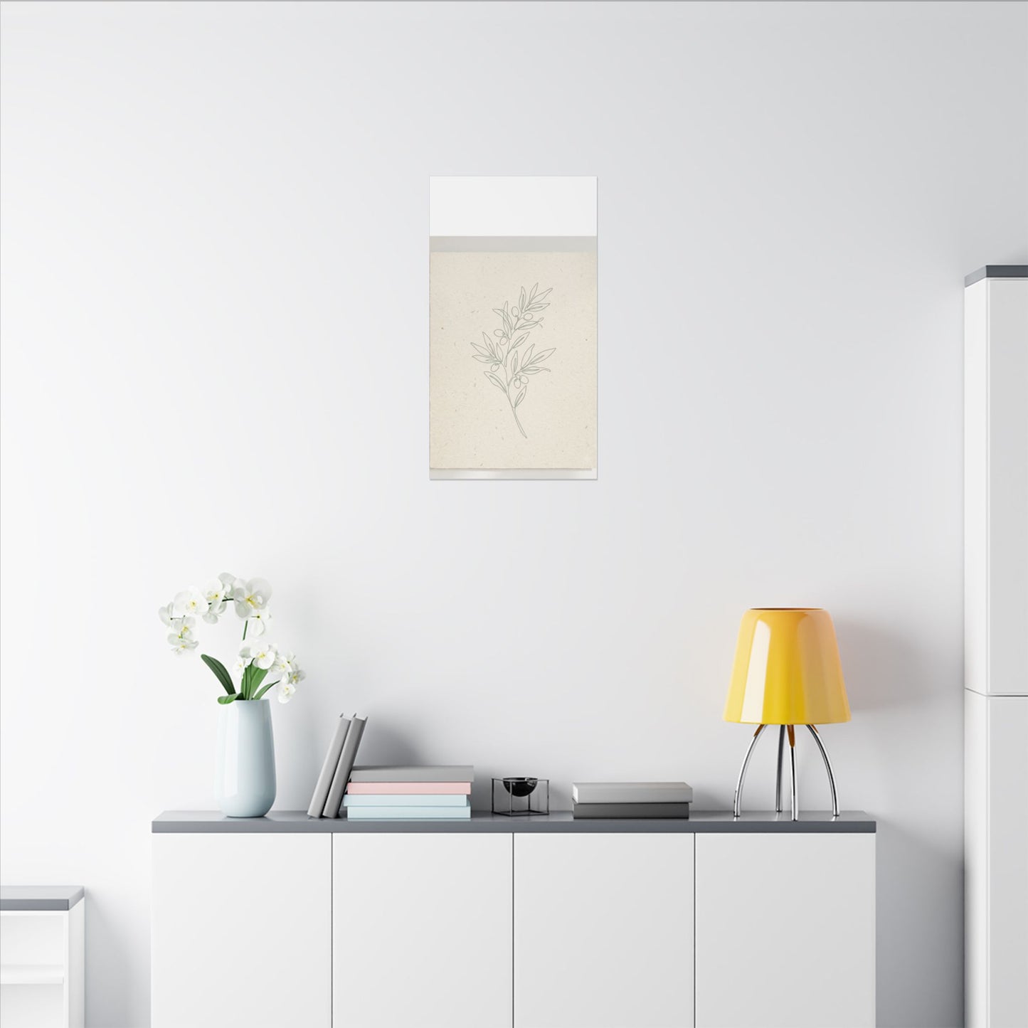 Olive Branch Minimalist Matte Canvas Wall Art