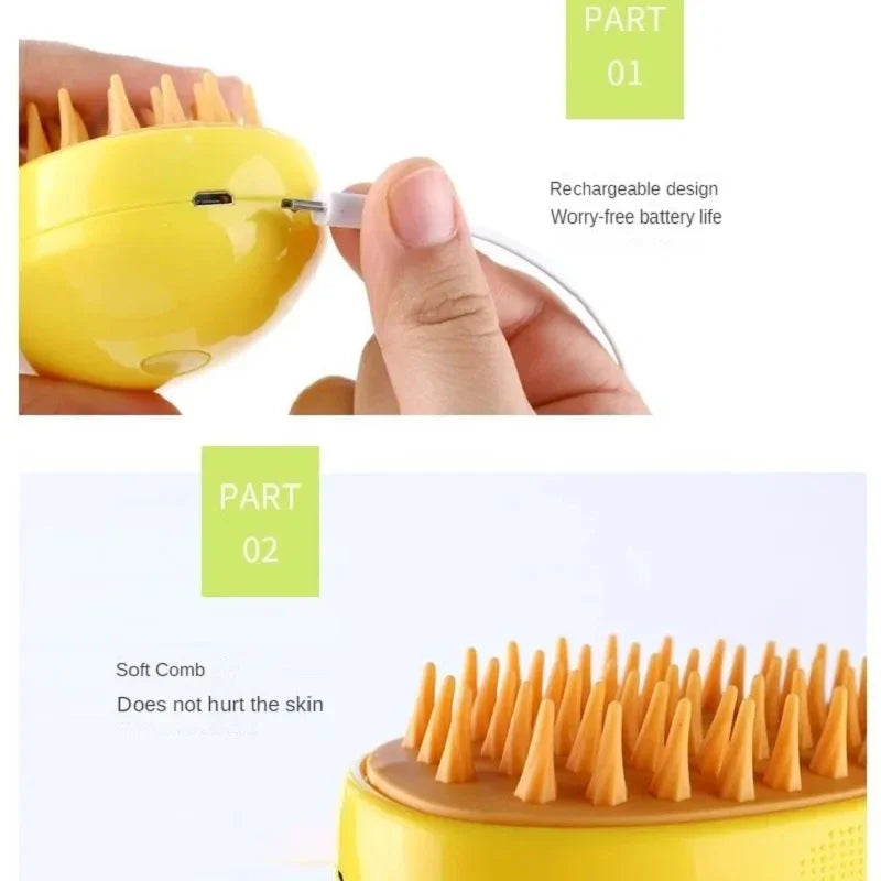 Steam Grooming Brush for Cats — Soft Coat, Happy Cat