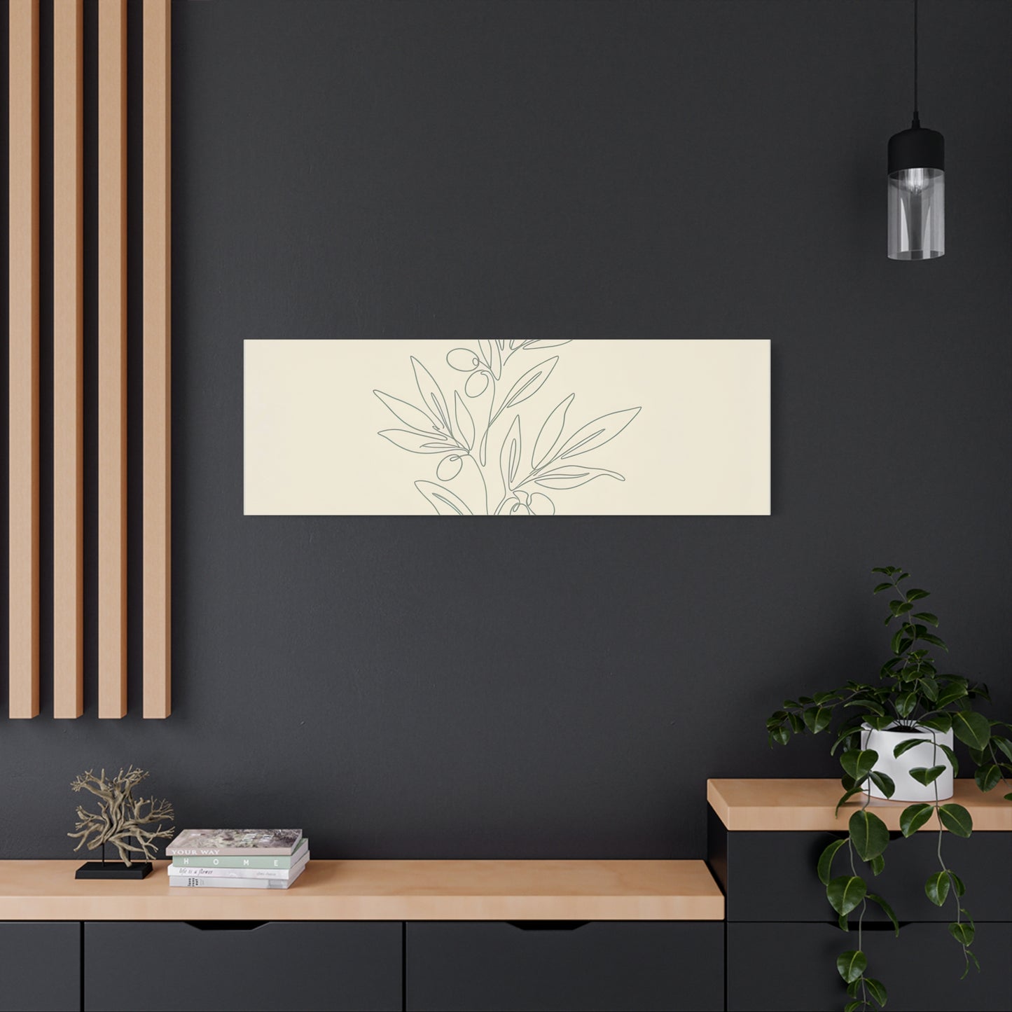 Olive Branch Minimalist Wall Art Canvas
