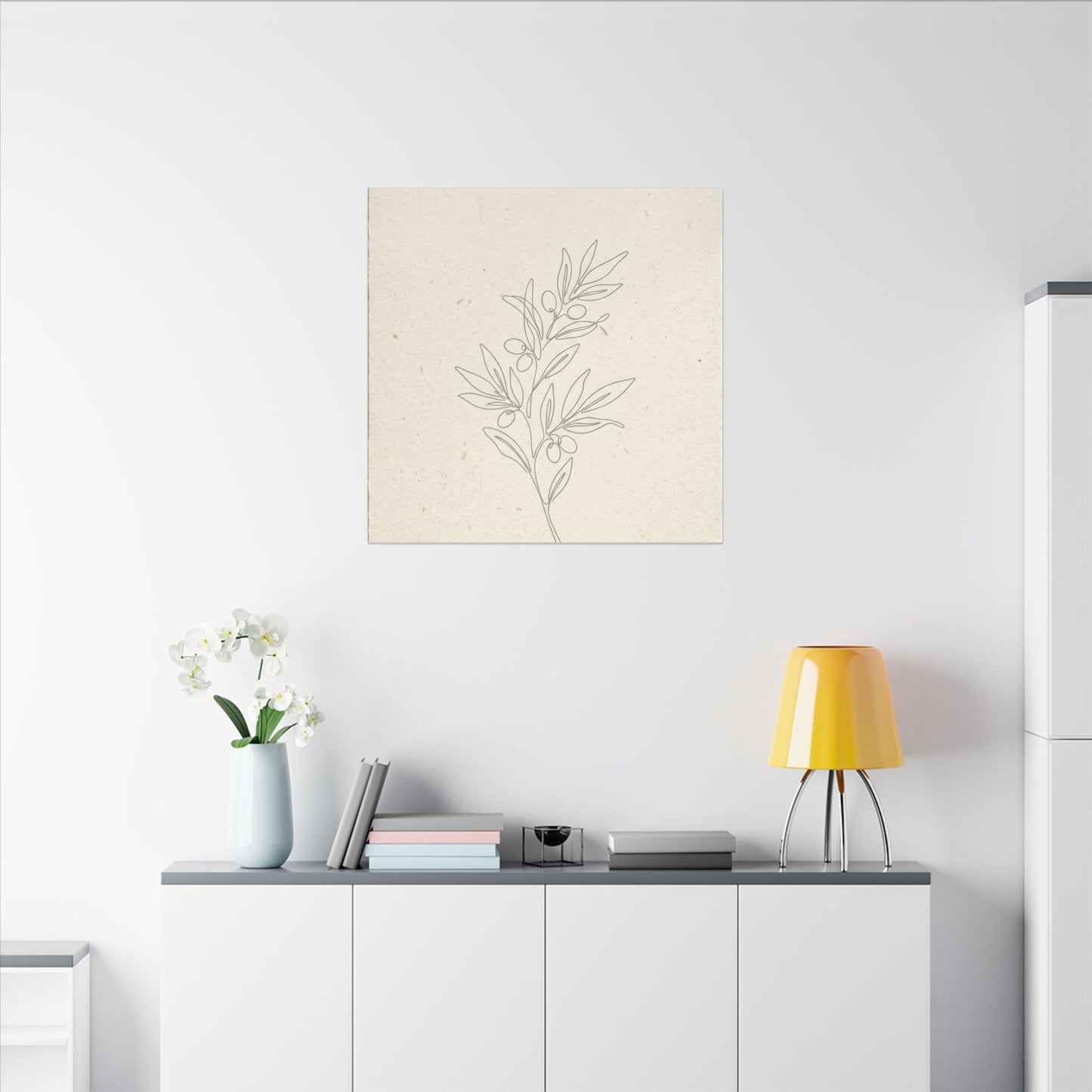 Olive Branch Minimalist Matte Canvas Wall Art