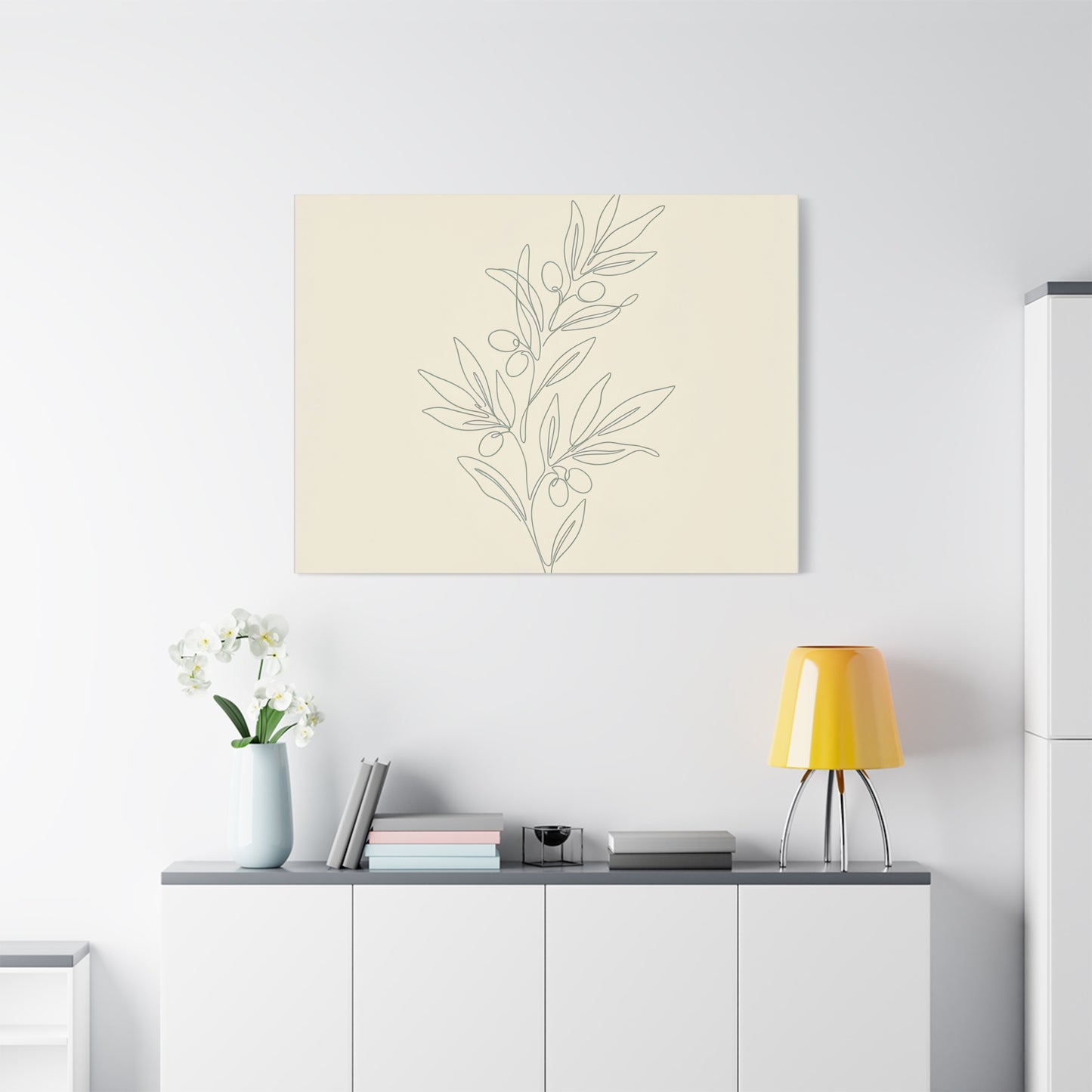 Olive Branch Minimalist Wall Art Canvas