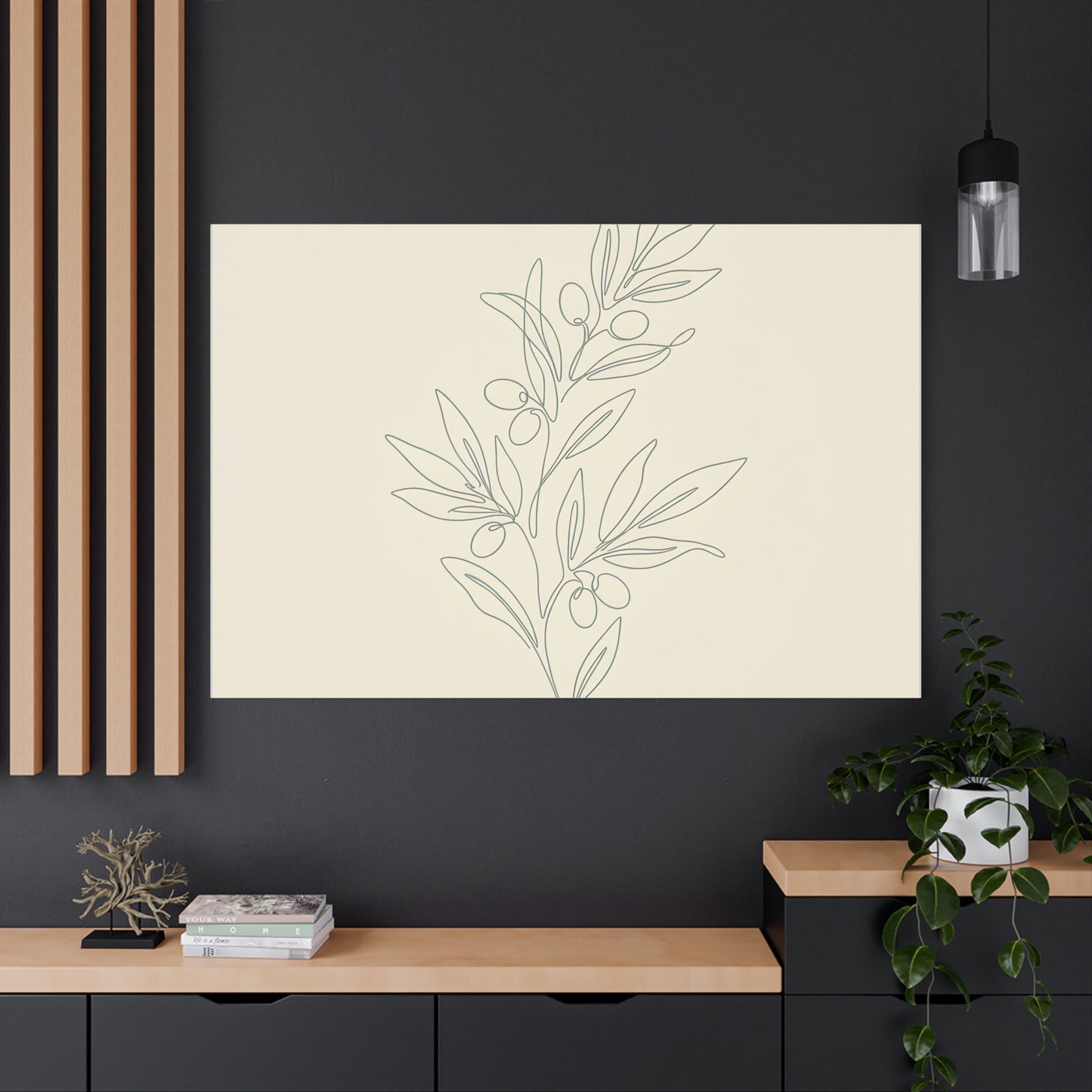 Olive Branch Minimalist Wall Art Canvas