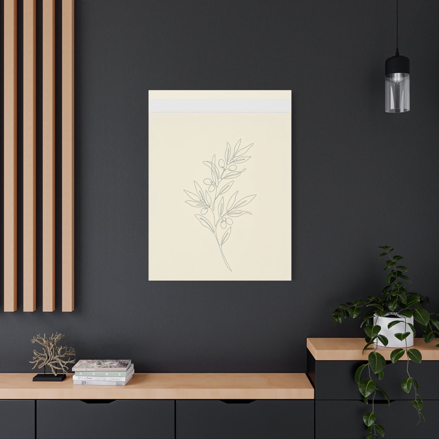 Olive Branch Minimalist Wall Art Canvas