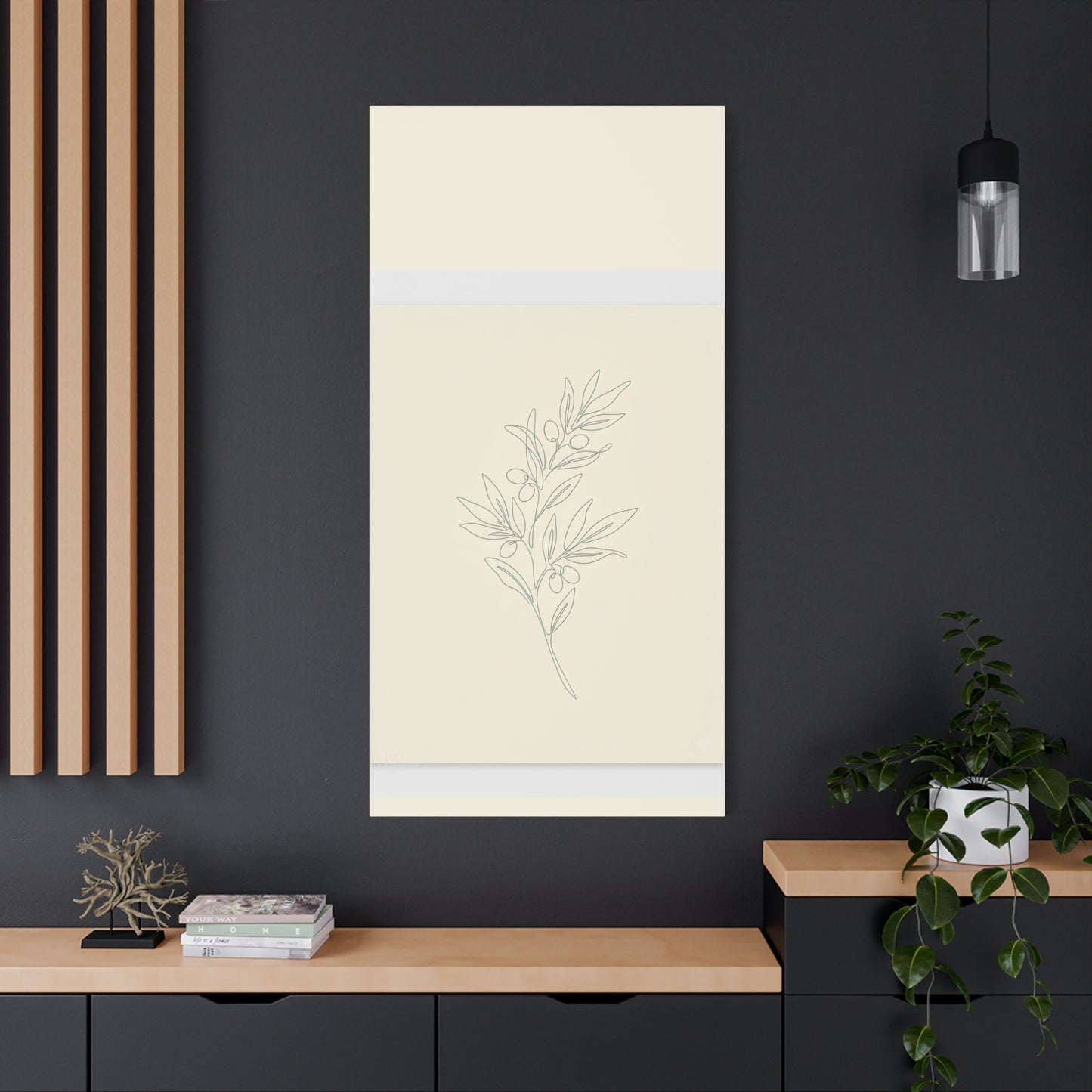 Olive Branch Minimalist Wall Art Canvas