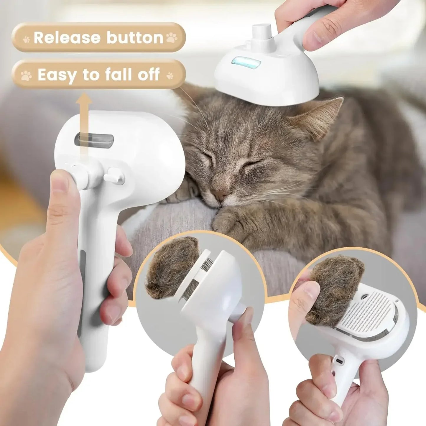 Pet Steam Grooming Comb — Smooth, Shiny Coat in Minutes