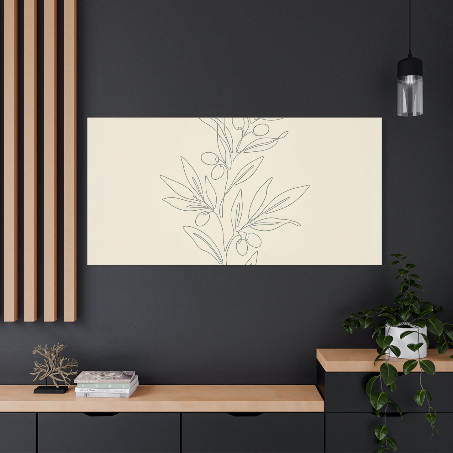 Olive Branch Minimalist Wall Art Canvas