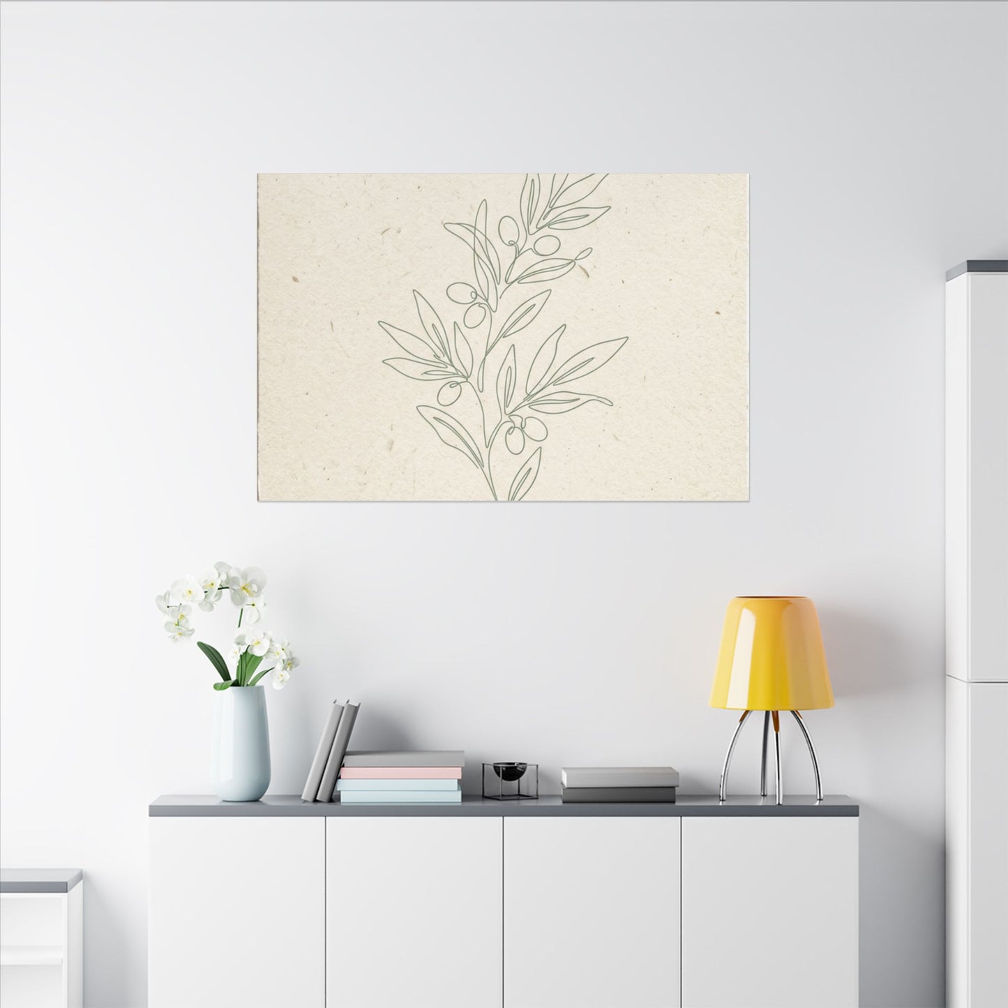 Olive Branch Minimalist Matte Canvas Wall Art