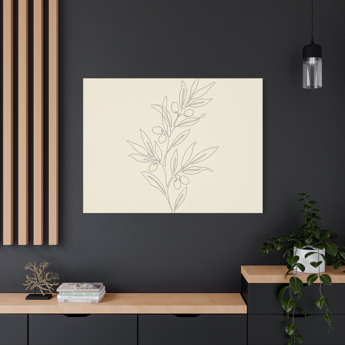 Olive Branch Minimalist Wall Art Canvas