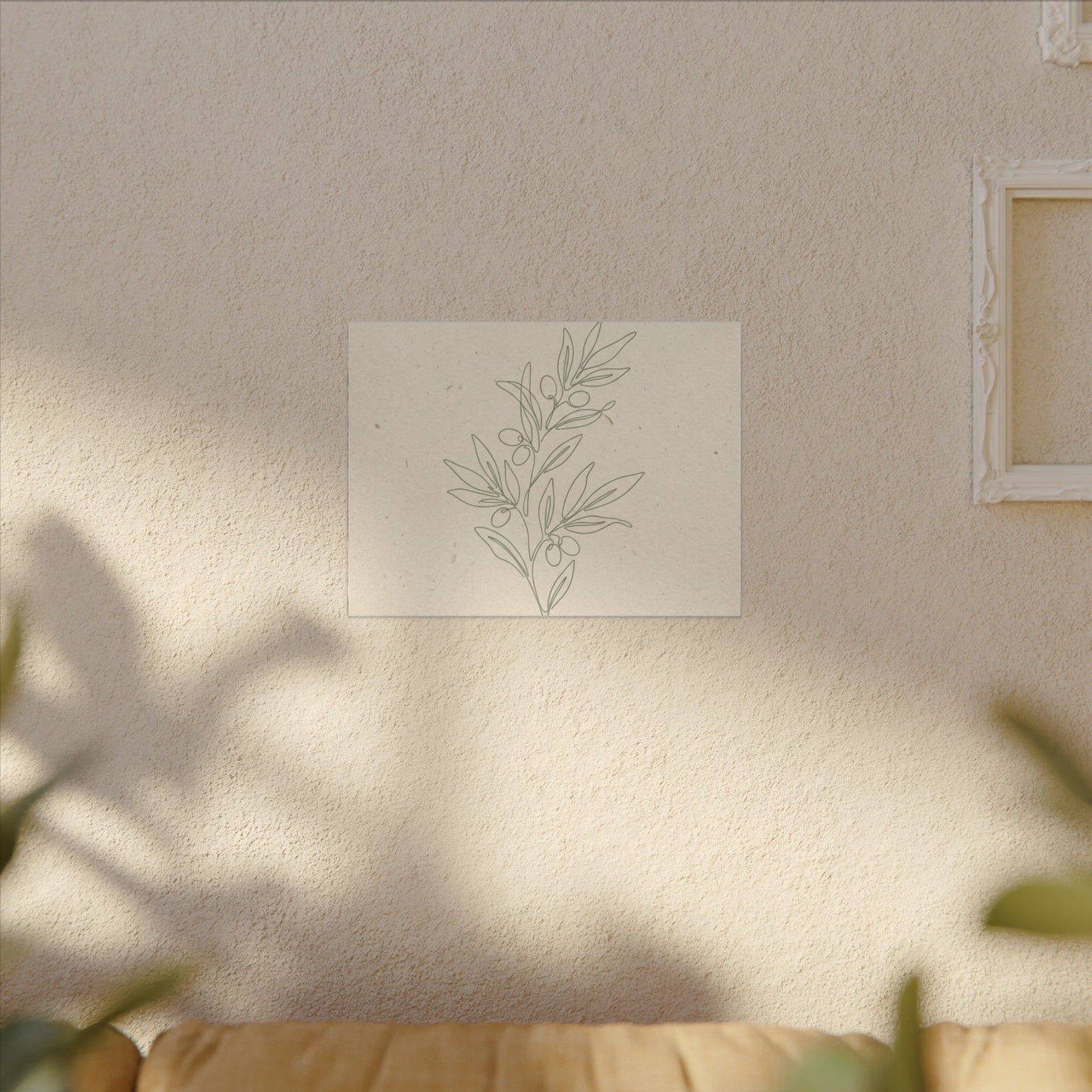 Olive Branch Minimalist Matte Canvas Wall Art
