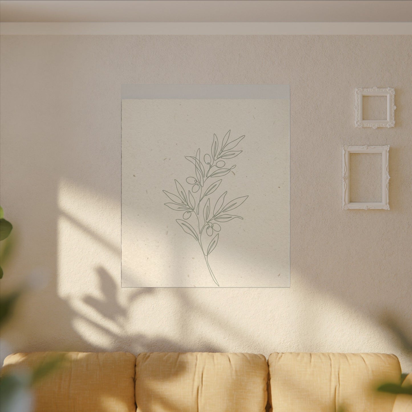 Olive Branch Minimalist Matte Canvas Wall Art