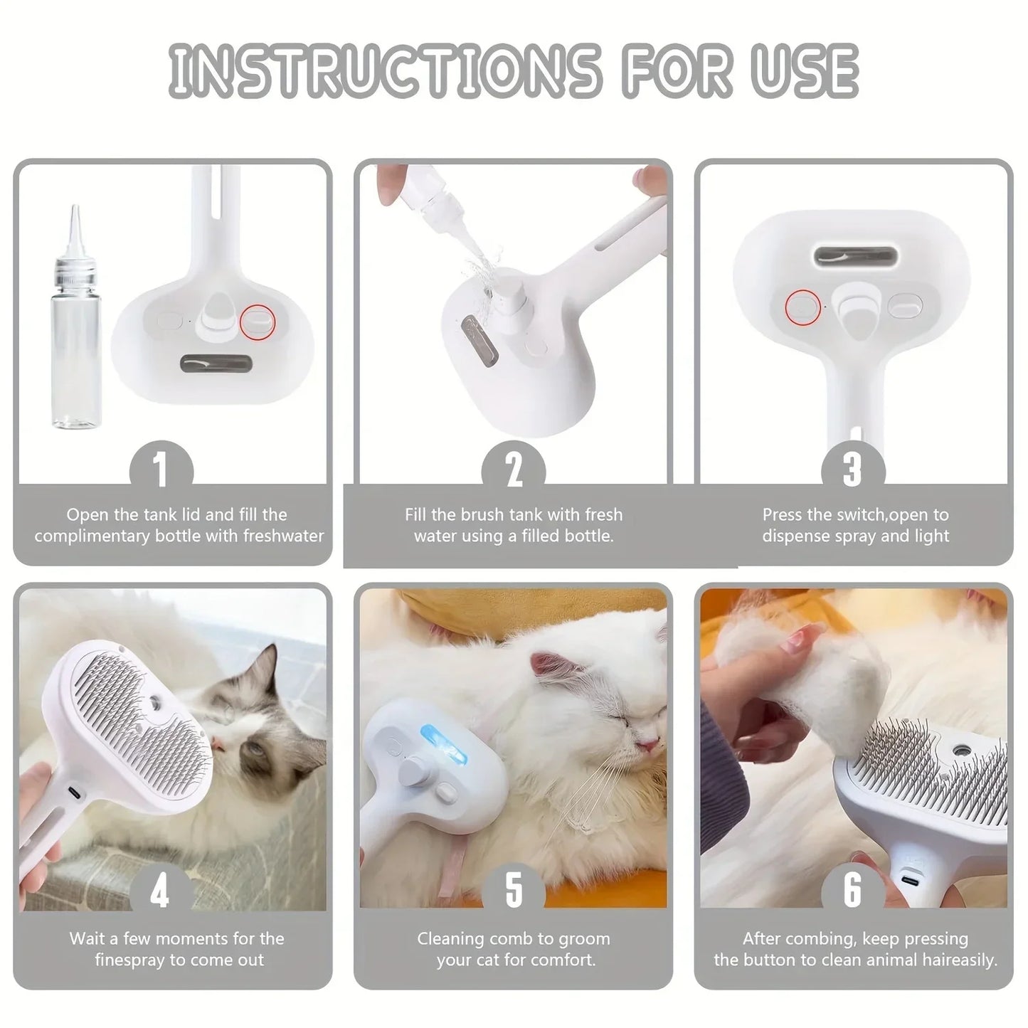 Pet Steam Grooming Comb — Smooth, Shiny Coat in Minutes