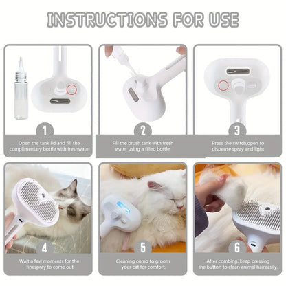 Pet Steam Grooming Comb — Smooth, Shiny Coat in Minutes