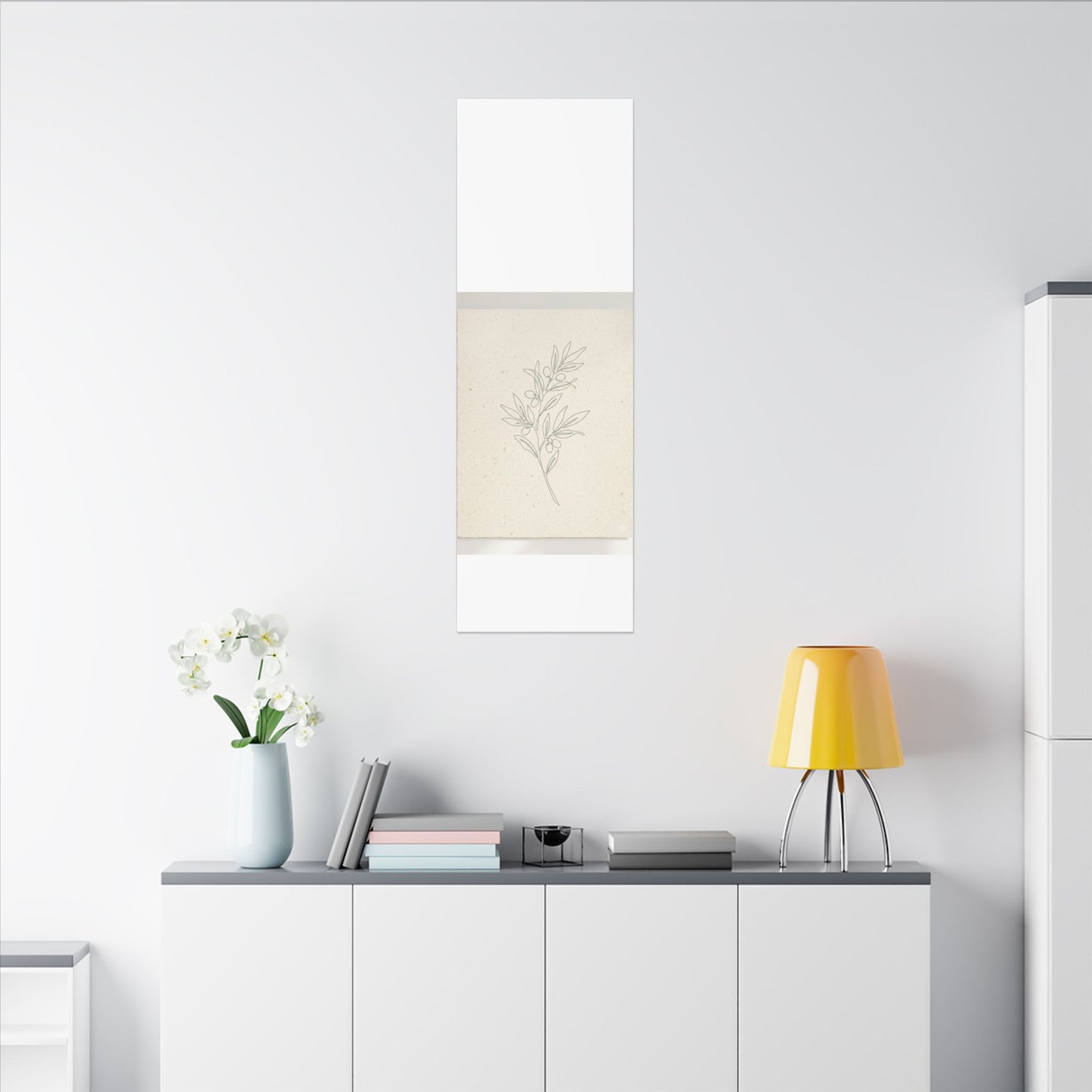 Olive Branch Minimalist Matte Canvas Wall Art