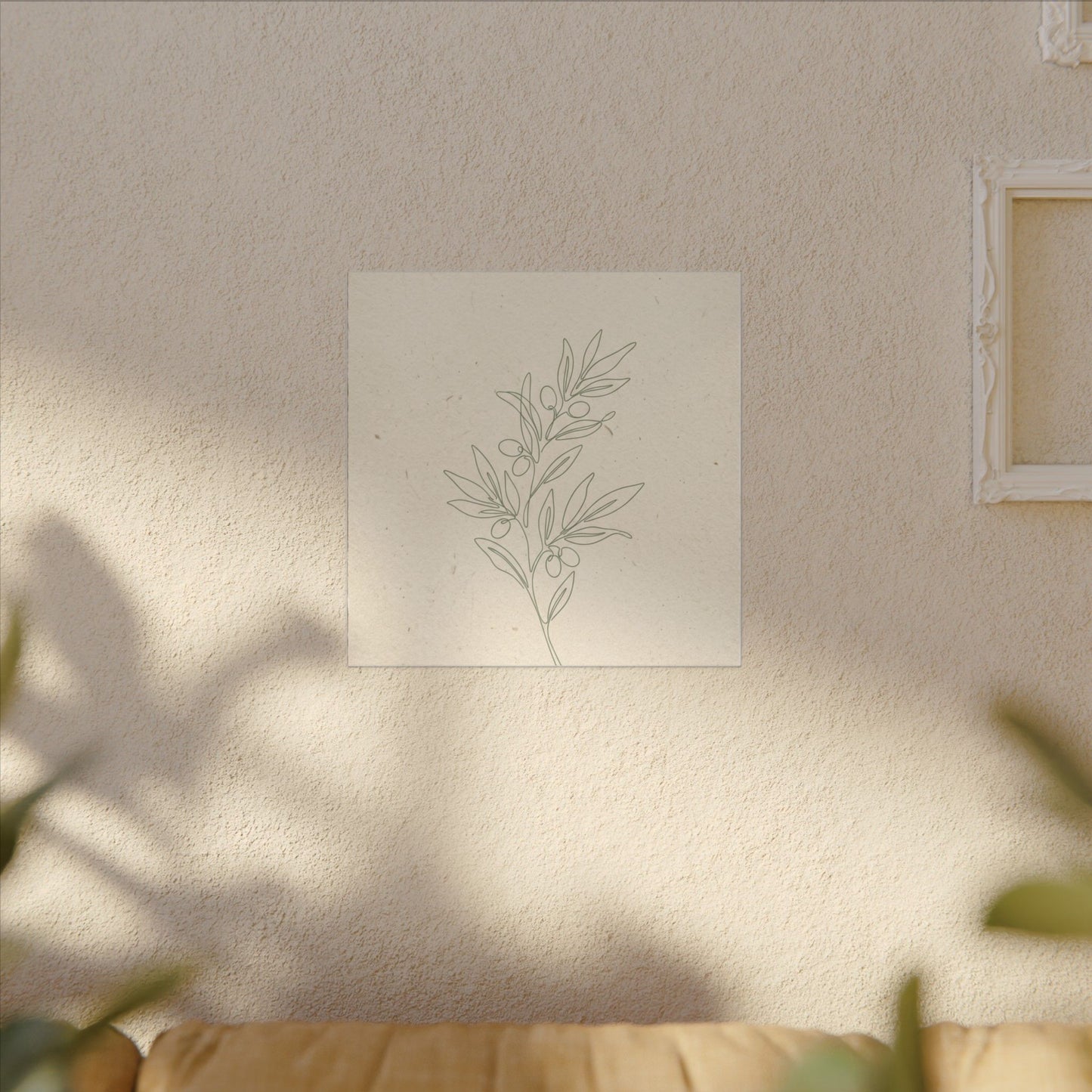 Olive Branch Minimalist Matte Canvas Wall Art