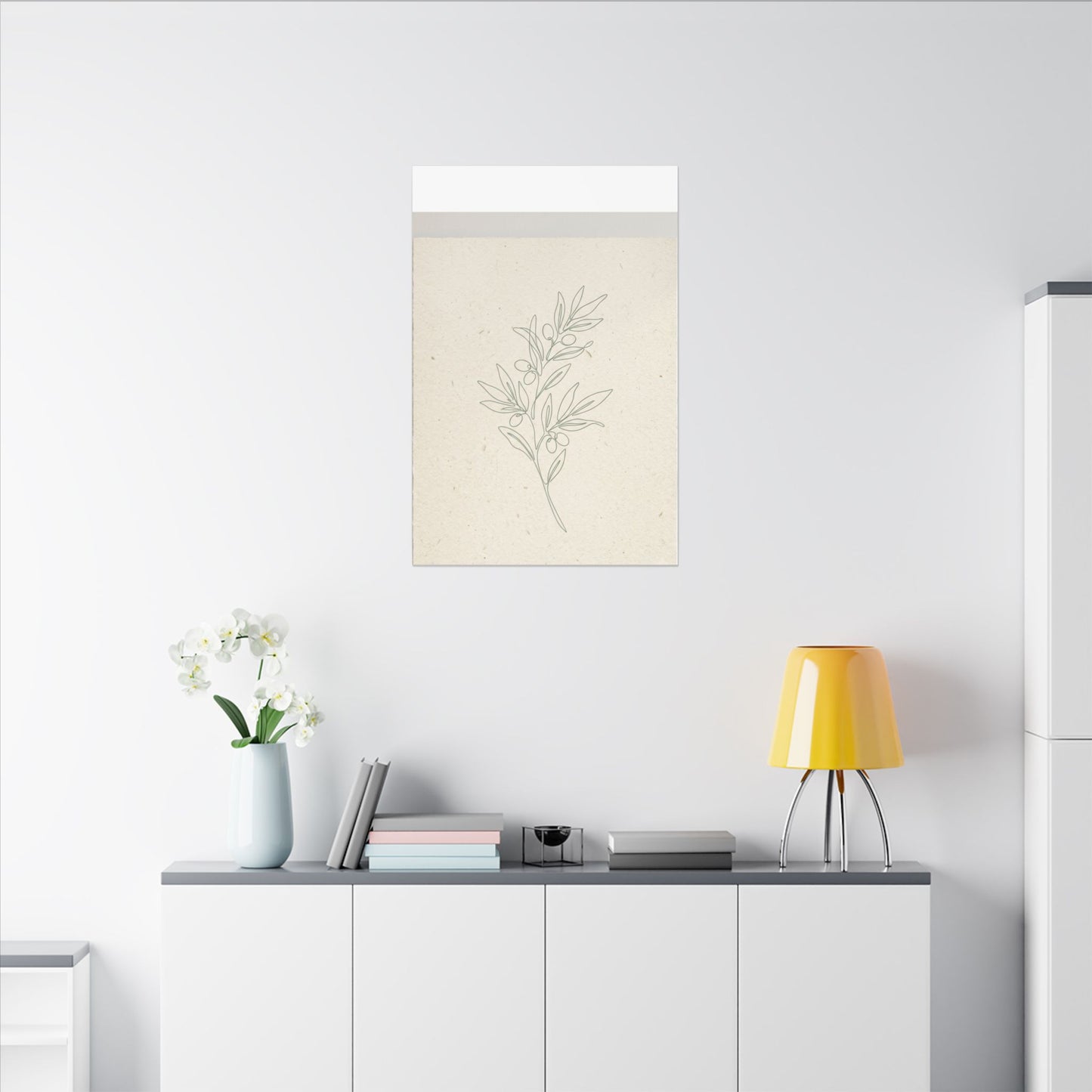 Olive Branch Minimalist Matte Canvas Wall Art