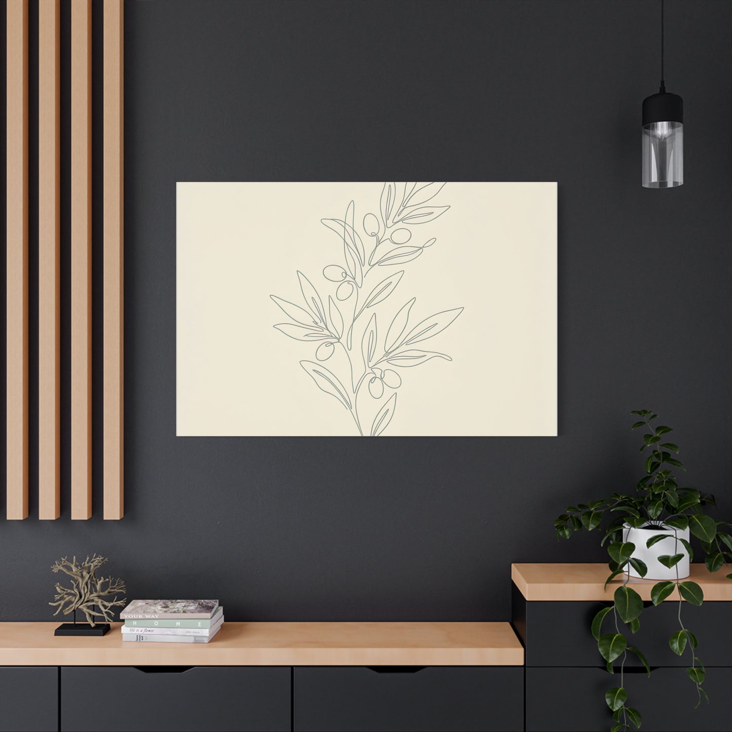 Olive Branch Minimalist Wall Art Canvas